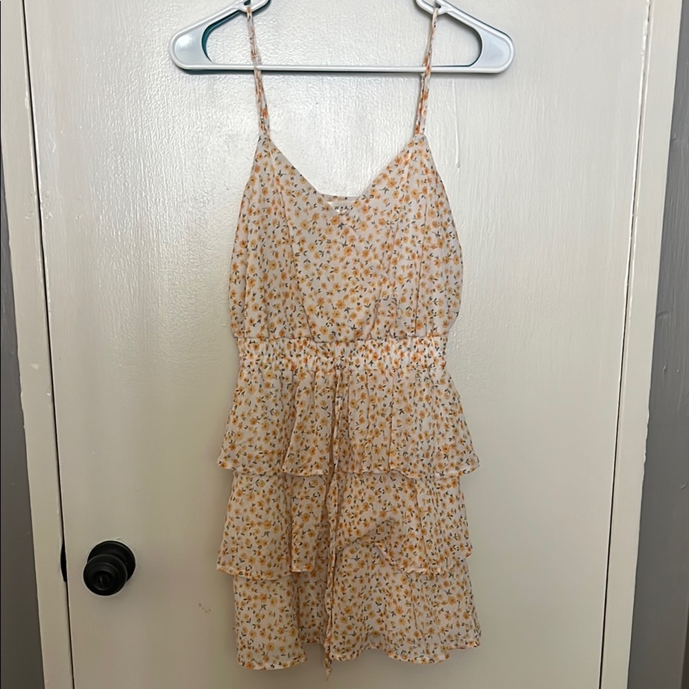 Yellow Floral Tiered Mini Sundress